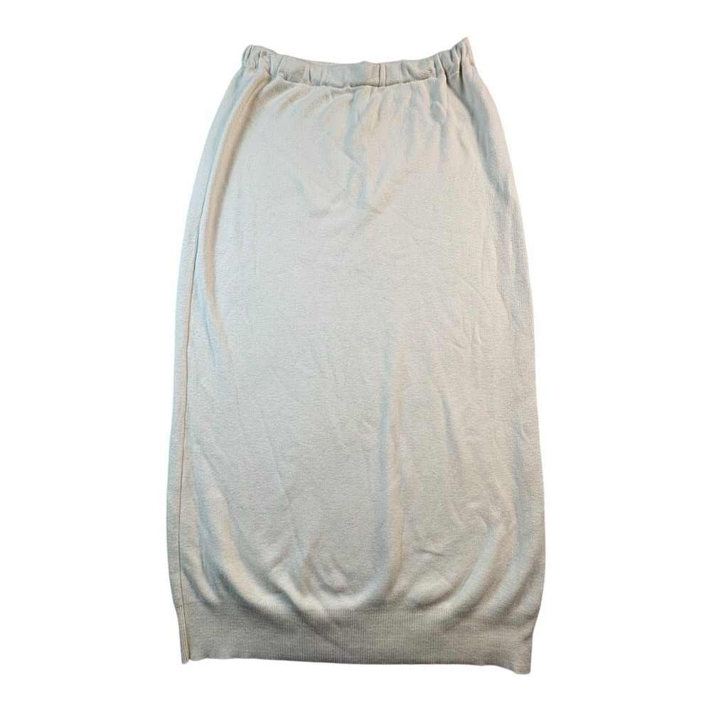 Joan Vass Cream Knit Cotton Midi Skirt Size 1 Made in USA Vintage‎